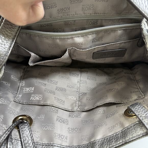 Michael Kors Jet Set Grab Bag Jacquard Signature MK Monogram Canvas Tote Gray - Picture 5 of 11